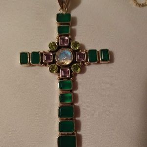 Nicky Butler green gemstone, amethyst, and moonsto